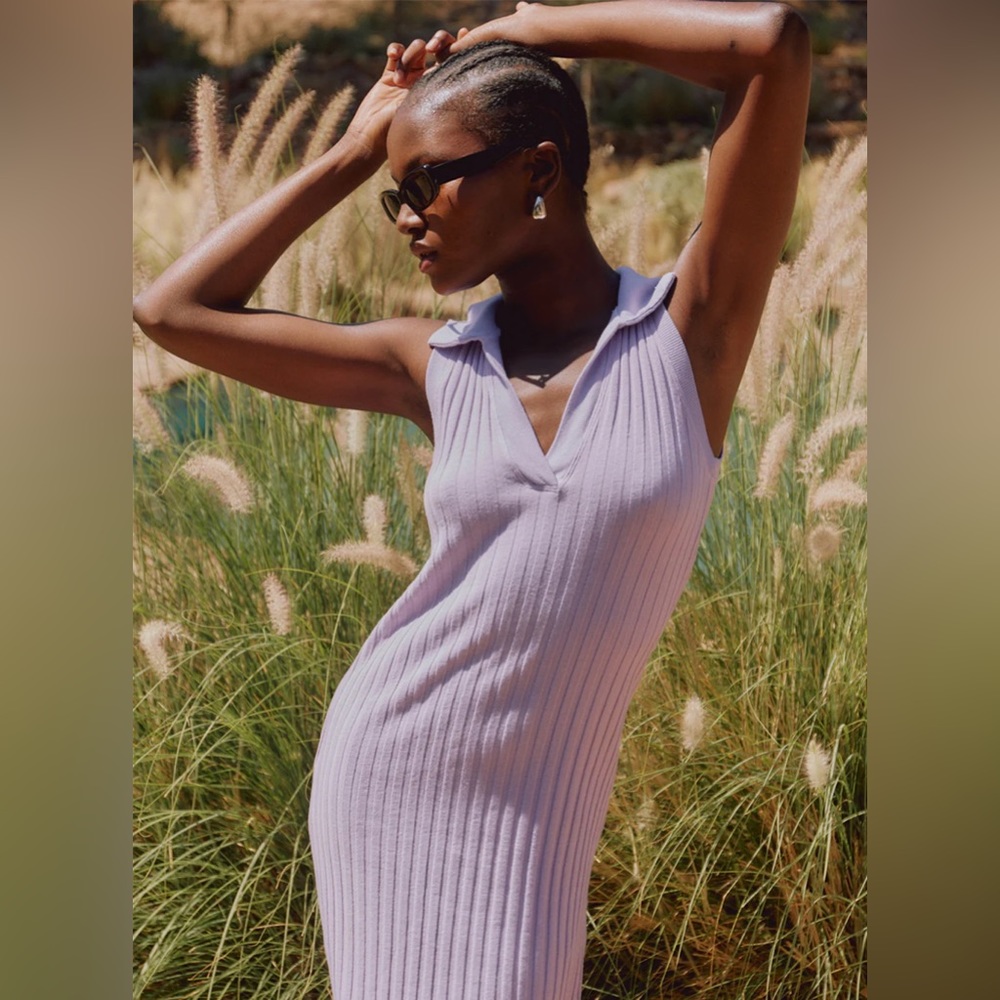 Stateside Farmboy Rib Sleeveless Collared Dress, XS